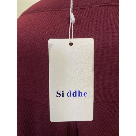Siddhe Tunic Top Button Front V Neck 3/4 Rolled Long Sleeve Zip Burgundy 2XL NWT - Picture 10 of 16